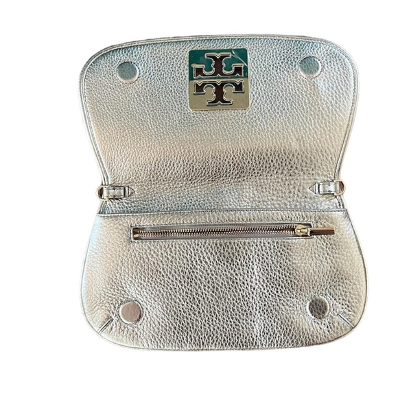 Tory Burch Leather cream color fold over clutch - Picture 2 of 5